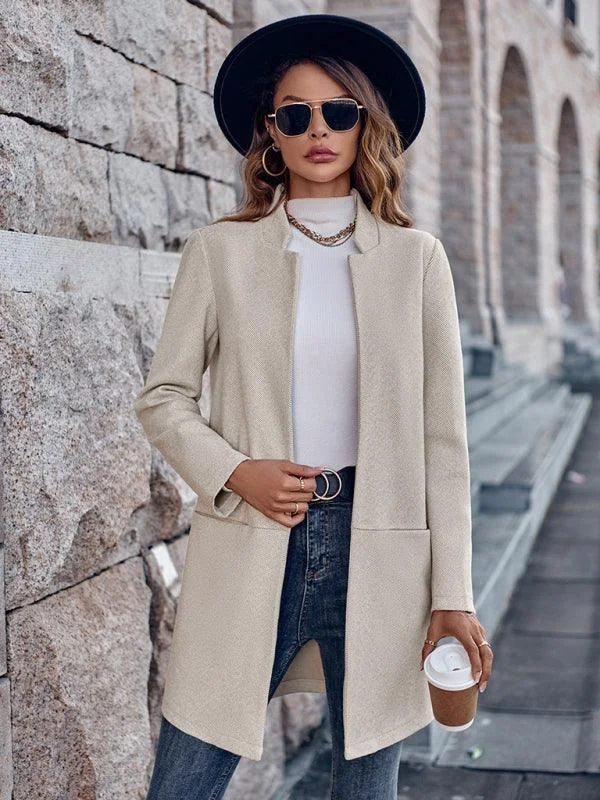 Stylish Round Neck Women's Trench Coat