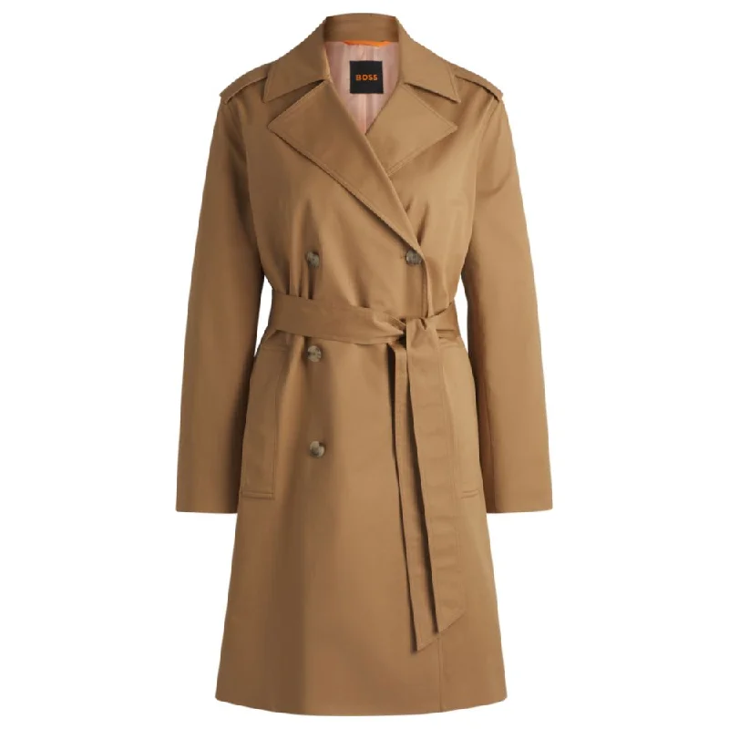 Water-repellent trench coat in stretch-cotton gabardine