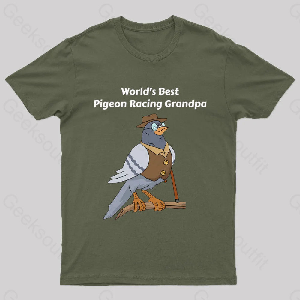 World's Best Pigeon Racing Grandpa Nerd T-Shirt