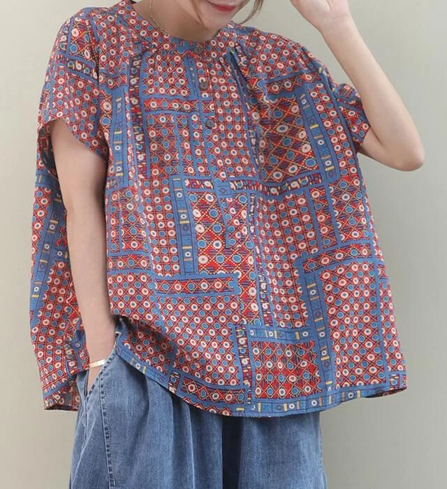 Dotted Loose Casual T-Shirts Summer Women Cotton Tops 1707