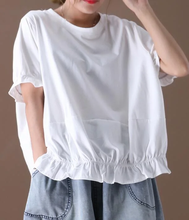 Loose Casual T-Shirts Summer Women Cotton Tops 9807