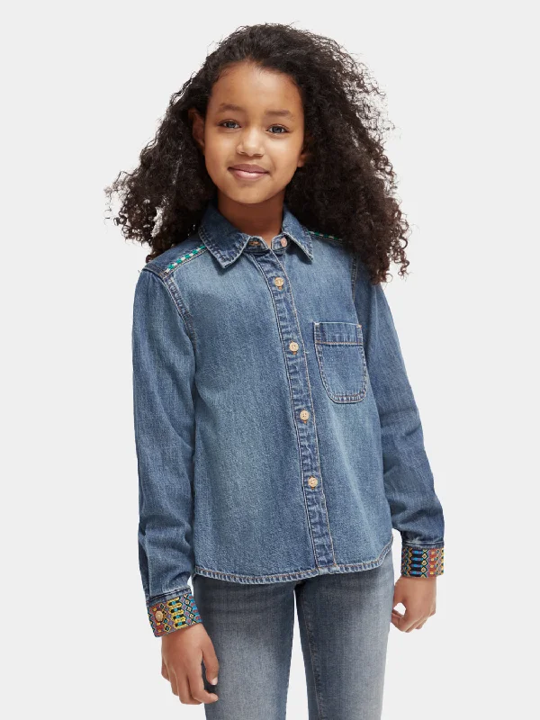 Kids - Embroidered denim shirt