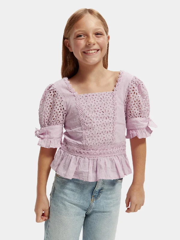 Kids - Organic broderie anglaise shirt