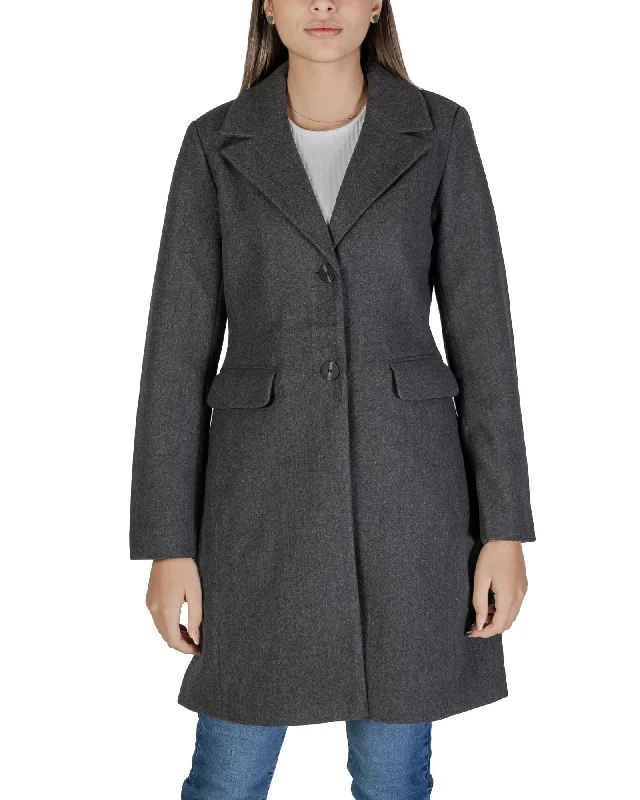 Only Classic Button-Front V-Neck Coat with Pockets